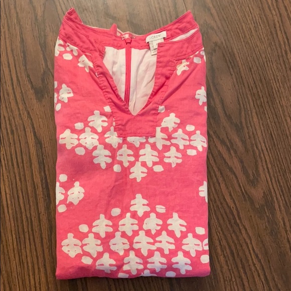 J. Crew 100% Linen Dress Coral and Cream Size 0 - Picture 4 of 7